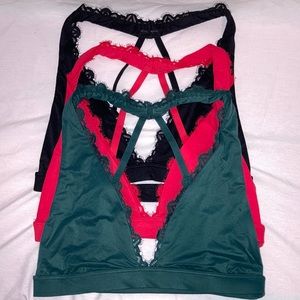 PINK plunge bralettes (3) • size Small